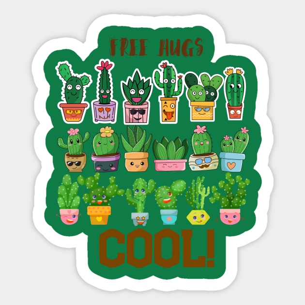 Free Hugs - cactus Sticker by Megaluxe 